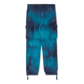 Pantalon long décontracté pour homme Off-White, style cargo, poches, effet tie-dye, bleu