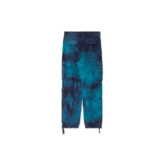 Pantalon long décontracté pour homme Off-White, style cargo, poches, effet tie-dye, bleu