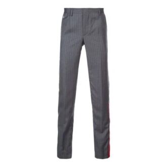 Pantalon long décontracté à rayures Off-White pour homme, coupe ajustée, gris