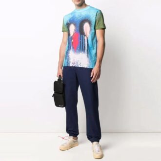 Pantalon long décontracté unie pour homme Off-White avec logo, coupe ample, bleu