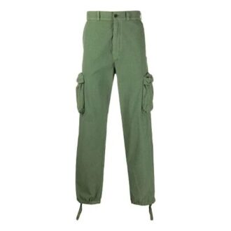 Pantalon long droit ample à multiples poches, vert