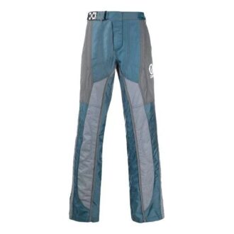 Pantalon long droit décontracté à empiècements, version bleue
