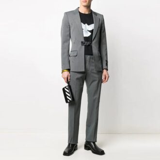 Pantalon long gris Off-White pour homme SS21 Logo