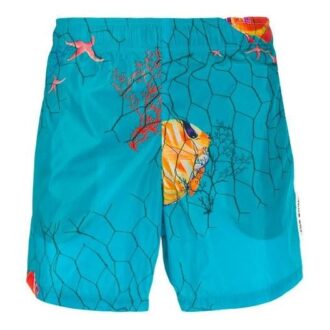 Pantalon Off-White pour homme SS21, petit imprimé bleu lac