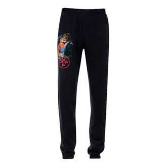 Pantalon oversize en coton avec logo pour homme, style urbain, noir