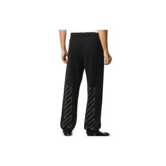 Pantalon à rayures diagonales imprimées pour homme, noir