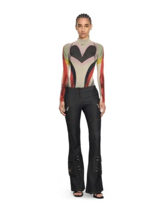 Pantalon évasé en denim avec ceinture à poches