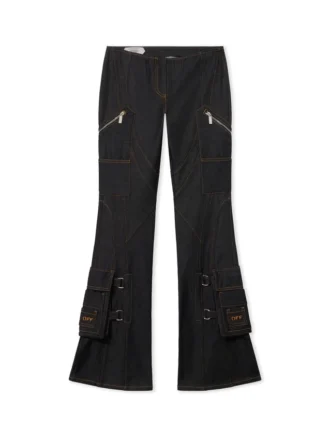 Pantalon évasé en denim avec ceinture à poches