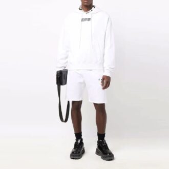 Pantalons FW21 avec logo imprimé et taille élastique, version Shorts de sport, blanc