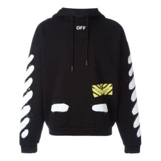 Polaire à capuche Graffiti Stripe pour homme, noir