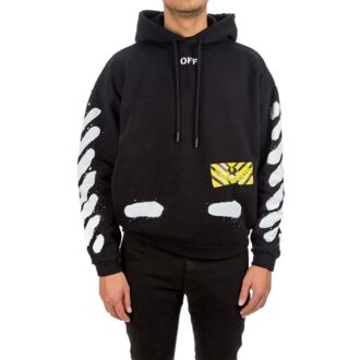 Polaire à capuche Graffiti Stripe pour homme, noir