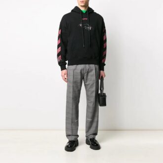 Polaire à capuche imprimée flèche araignée SS20 pour homme, noir