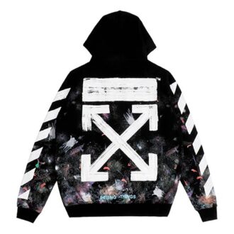 Polaire à capuche zippée Galaxy Brush Graffiti pour homme, noire