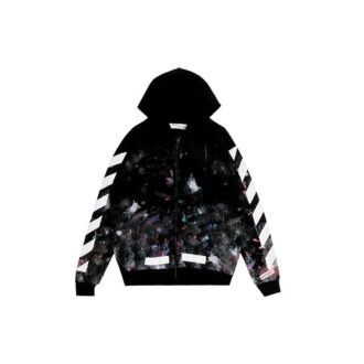 Polaire à capuche zippée Galaxy Brush Graffiti pour homme, noire