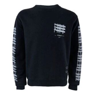 Pull ample décontracté à col rond Off-White pour homme, imprimé noir
