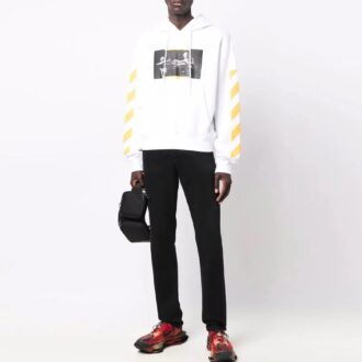Pull ample Off-White pour homme FW21 à imprimé Caravaggio, blanc