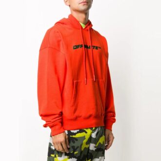 Pull à capuche ample Trellis FW20 pour homme, orange