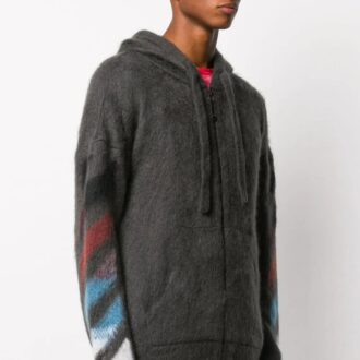 Pull à capuche Arrow Knit pour homme, gris