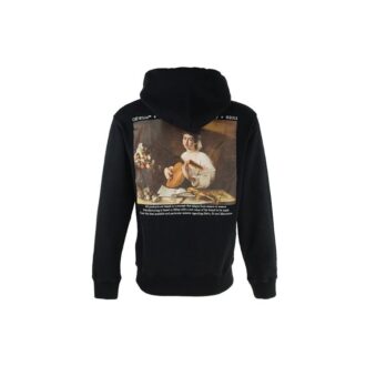 Pull à capuche en coton à manches longues Off-White pour homme, imprimé Caravaggio, alphabet, noir