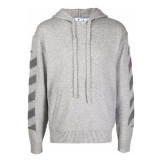 Pull à capuche en laine à rayures diagonales Off-White pour homme FW21, coupe ample, gris