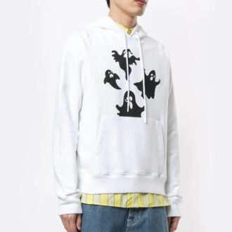 Pull à capuche imprimé Ghost FW20 pour homme, blanc