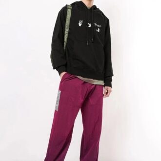 Pull à capuche imprimé logo pour homme, noir