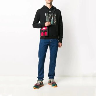 Pull à capuche imprimé Pascal pour homme, noir