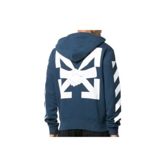 Pull à capuche imprimé à rayures diagonales pour homme, bleu