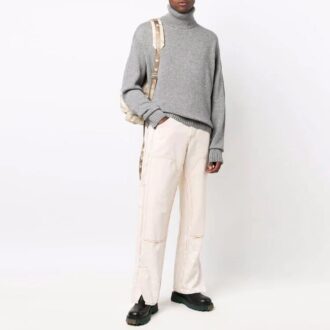 Pull à col montant côtelé, version standard, unisexe, gris