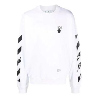 Pull à col rond ample Off-White pour homme FW21 avec logo Arrows imprimé, blanc