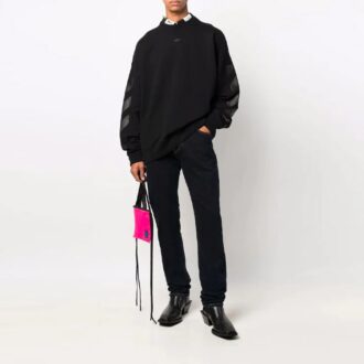 Pull à col rond ample Off-White pour homme FW21, imprimé logo, noir