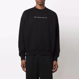 Pull à col rond ample Off-White pour homme FW21, imprimé logo Tornado Arrow, noir