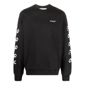 Pull à col rond ample Off-White pour homme FW22 avec logo imprimé en chaîne, noir