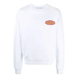 Pull à col rond avec imprimé alphabétique du logo SS21, version blanche