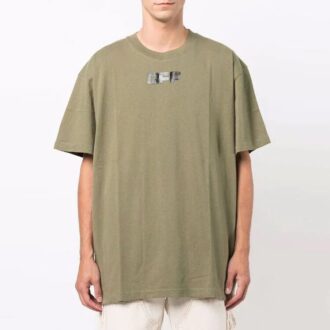 Pull à col rond avec logo imprimé, manches courtes, coupe ample, vert