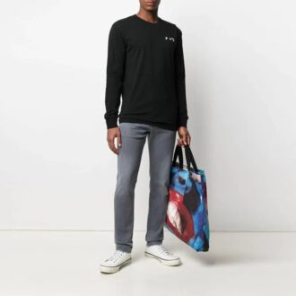 Pull à col rond avec logo imprimé SS21, version noire