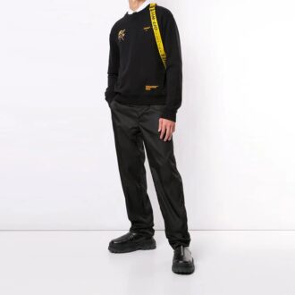 Pull à col rond décontracté imprimé alphabet SS21 Noir