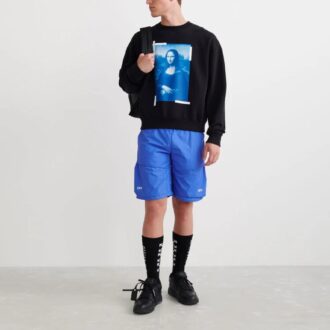 Pull à col rond en coton imprimé Mona Lisa pour homme Off-White, noir