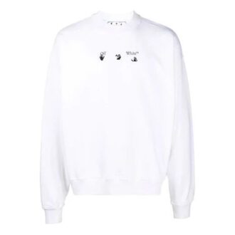 Pull à col rond et coupe ample Off-White pour homme FW21 à motif Arrows, blanc Pull à col rond et coupe ample Off-White pour homme FW21 à motif Arrows, blanc