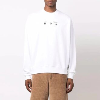 Pull à col rond et coupe ample Off-White pour homme FW21 à motif Arrows, blanc Pull à col rond et coupe ample Off-White pour homme FW21 à motif Arrows, blanc