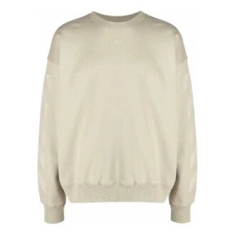 Pull à col rond et coupe ample Off-White pour homme FW21, motif logo, jaune crème Pull à col rond et coupe ample Off-White pour homme FW21, motif logo, jaune crème