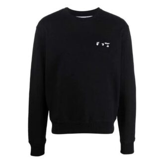 Pull à col rond et logo Off-White pour homme, collection automne-hiver 2021, noir Pull à col rond et logo Off-White pour homme, collection automne-hiver 2021, noir