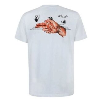Pull à col rond et manches courtes avec logo imprimé, coupe ajustée, collection SS21, blanc Pull à col rond et manches courtes avec logo imprimé, coupe ajustée, collection SS21, blanc