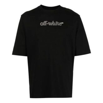 Pull à col rond et manches courtes FW21 avec logo imprimé, coupe ample, noir Pull à col rond et manches courtes FW21 avec logo imprimé, coupe ample, noir
