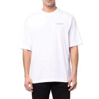 Pull à col rond et manches courtes imprimé SS22, version standard, blanc Pull à col rond et manches courtes imprimé SS22, version standard, blanc