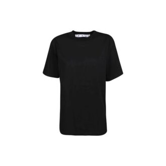 Pull à col rond et manches courtes Off-White à motif flèches, coupe ajustée, noir Pull à col rond et manches courtes Off-White à motif flèches, coupe ajustée, noir