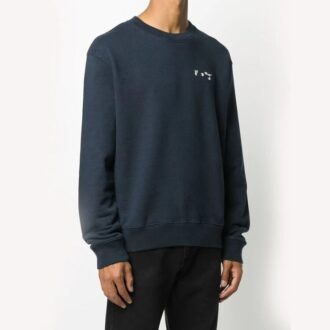 Pull à col rond et manches longues avec logo, bleu marine Pull à col rond et manches longues avec logo, bleu marine