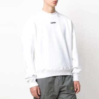 Pull à col rond et manches longues Off-White pour homme, blanc Pull à col rond et manches longues Off-White pour homme, blanc