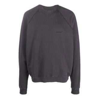 Pull à col rond et manches longues Off-White pour homme, collection printemps-été 2022, avec logo imprimé dans le dos, version standard, gris foncé Pull à col rond et manches longues Off-White pour homme, collection printemps-été 2022, avec logo imprimé dans le dos, version standard, gris foncé