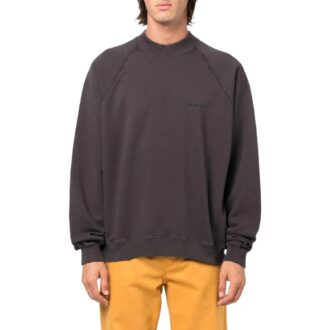 Pull à col rond et manches longues Off-White pour homme, collection printemps-été 2022, avec logo imprimé dans le dos, version standard, gris foncé Pull à col rond et manches longues Off-White pour homme, collection printemps-été 2022, avec logo imprimé dans le dos, version standard, gris foncé